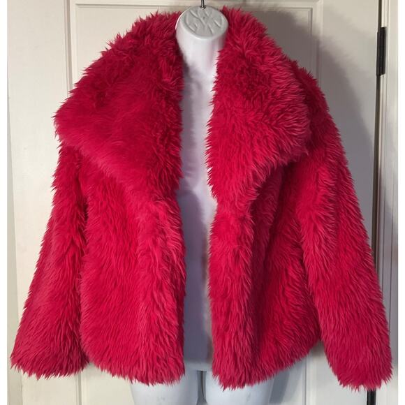 Love Tree Hot Pink High Quality Faux Fur Cropped Jacket M - Picture 1 of 6